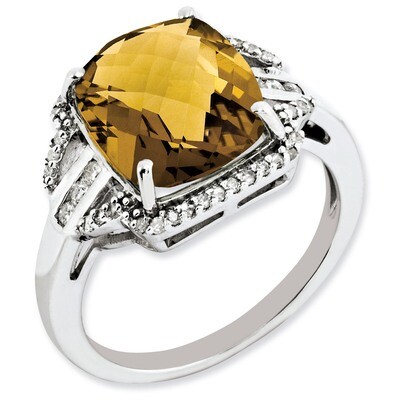 Whiskey Quartz Ring Sterling Silver Diamond QR3050WQ, MPN: QR3050WQ, 883957403519