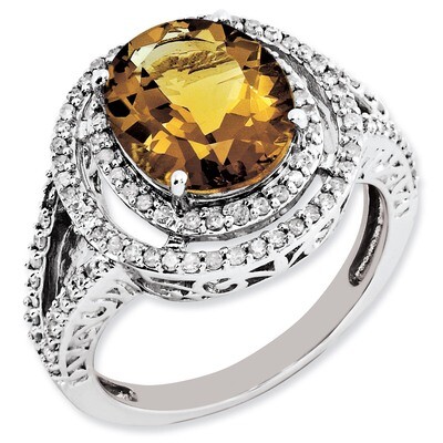 Whiskey Quartz Ring Sterling Silver Diamond QR3053WQ, MPN: QR3053WQ, 883957362021