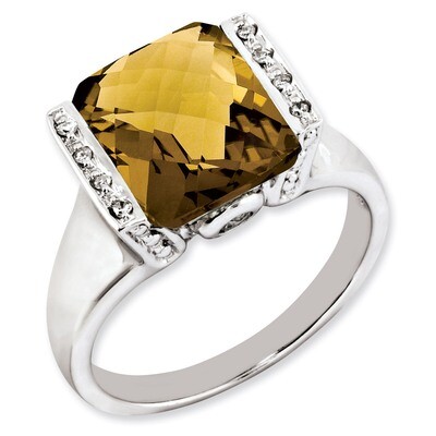 Whiskey Quartz &amp; Diamond Ring Sterling Silver QR2938WQ, MPN: QR2938WQ, 883957178448