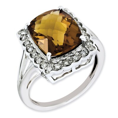 Whiskey Quartz Ring Sterling Silver Diamond QR3031WQ, MPN: QR3031WQ, 883957624266