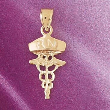 Dazzlers Jewelry Rn Medical Sign Pendant Necklace Charm Bracelet in Yellow, White or Rose Gold 4700…