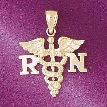 Dazzlers Jewelry Rn Medical Sign Pendant Necklace Charm Bracelet in Yellow, White or Rose Gold 4697…