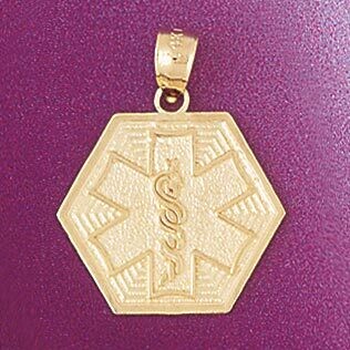 Dazzlers Jewelry Medical Sign Pendant Necklace Charm Bracelet in Yellow, White or Rose Gold 4729, M…