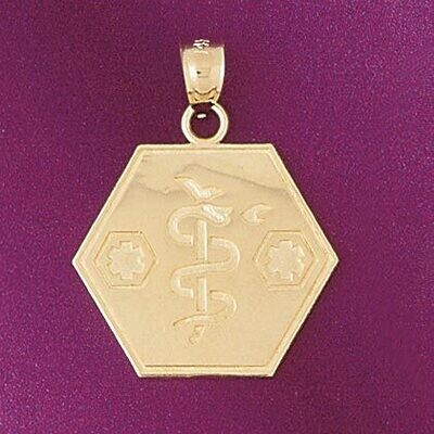 Dazzlers Jewelry Medical Sign Pendant Necklace Charm Bracelet in Yellow, White or Rose Gold 4728, M…
