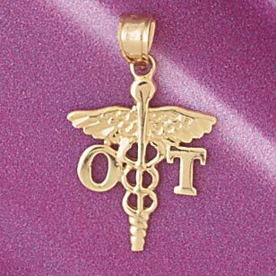 Dazzlers Jewelry Medical Sign Pendant Necklace Charm Bracelet in Yellow, White or Rose Gold 4721, M…