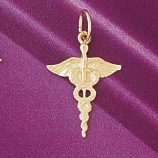 Dazzlers Jewelry Medical Sign Pendant Necklace Charm Bracelet in Yellow, White or Rose Gold 4690, M…