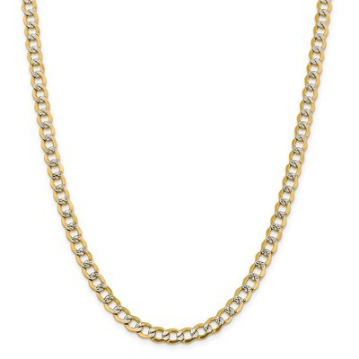 16 Inch 6.75mm Semi-solid Pave Curb Chain 14k Gold &amp; Rhodium PWF150-16, MPN: PWF150-16, 883957177090