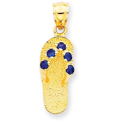 September Synthetic Diamond Birthstone Flip Flop Pendant 14k Gold D3429, MPN: D3429, 886774093406