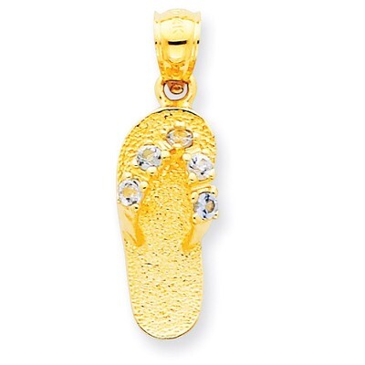 March Synthetic Diamond Birthstone Flip Flop Pendant 14k Gold D3423, MPN: D3423, 886774093345