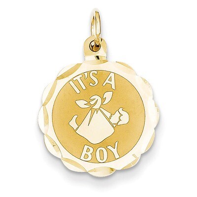 Its a Boy Scalloped Disc Charm 14k Gold Polished XAC6, MPN: XAC6, 886774073088