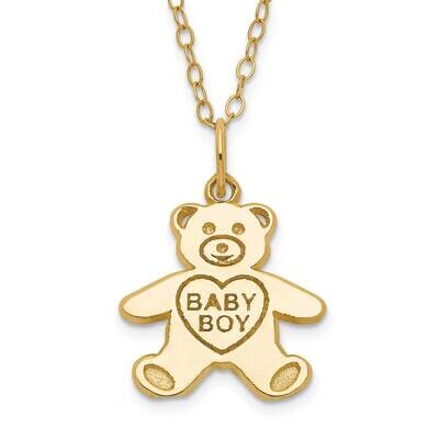 Baby Boy Teddy Bear Children&#39;S Necklace 14k Gold GK382-15, MPN: GK382-15,