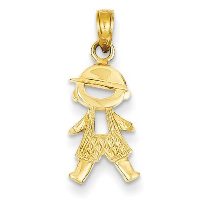 Boy Pendant 14k Gold Polished &amp; Textured D4367, MPN: D4367, 637218031177
