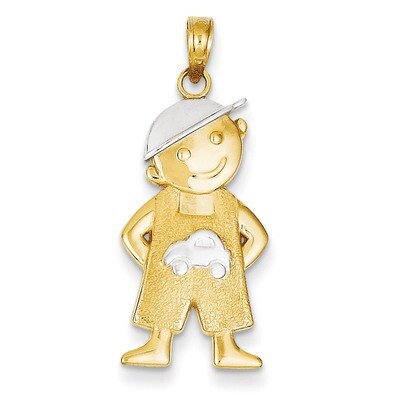 Boy with Hands in Pockets Pendant 14K Gold &amp; Rhodium K4755, MPN: K4755, 637218161188