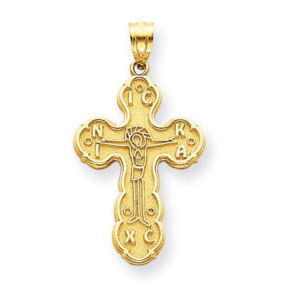 Satin Crucifix Pendant 14k Gold C3837, MPN: C3837, 637218017065