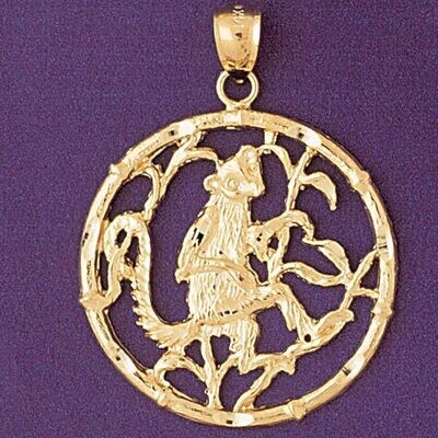 Dazzlers Jewelry Monkey Chinese Zodiac Pendant Necklace Charm Bracelet in Yellow, White or Rose Gol…