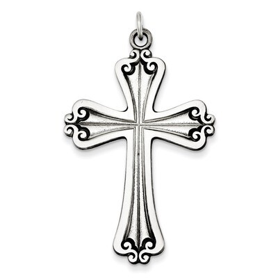 Cross Charm Antiqued Sterling Silver QC434, MPN: QC434, 883957479026
