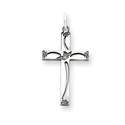 Cross Charm Laser Designed Sterling Silver QXR104, MPN: QXR104, 883957556598