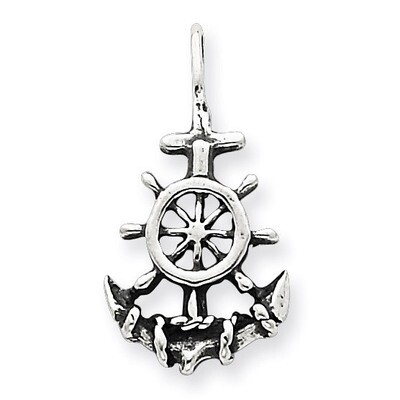 Anchor &amp; Ship&#39;s Wheel Pendant Antiqued Sterling Silver QC4973, MPN: QC4973, 883957576282