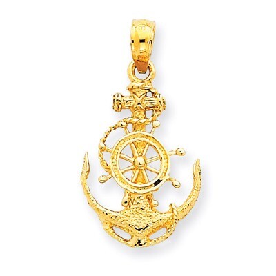 Small Anchor with Wheel Pendant 14k Gold K3078, MPN: K3078, 637218011940