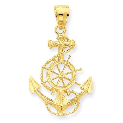 Anchor and Wheel Pendant 14k Gold D4163, MPN: D4163, 637218011919
