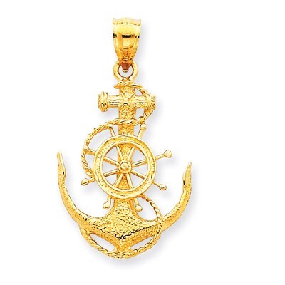Medium Anchor with Wheel Pendant 14k Gold K3080, MPN: K3080, 637218011933