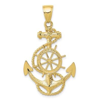 Anchor with Wheel Pendant 10k Gold Large 10K3083, MPN: 10K3083,