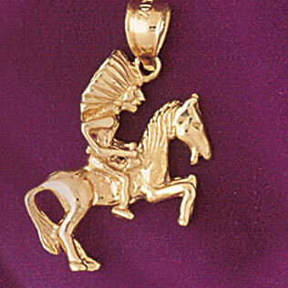 Dazzlers Jewelry Native American Indian On Horse Pendant Necklace Charm Bracelet in Yellow, White o…