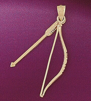 Dazzlers Jewelry Native American Arrow Shooter Archery Game Pendant Necklace Charm Bracelet in Yell…