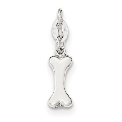 Dog Bone Charm Sterling Silver Polished QC8878, MPN: QC8878, 191101360640