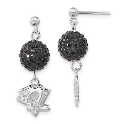 NHL Pittsburgh Penguins Black Crystal Dangle Earrings Sterling Silver PEN069ERB-SS, MPN: PEN069ERB-…