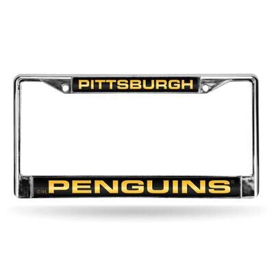 NHL Pittsburgh Penguins Black Gold Laser Chrome Car License Plate Frame GC7123, MPN: GC7123, 947464…