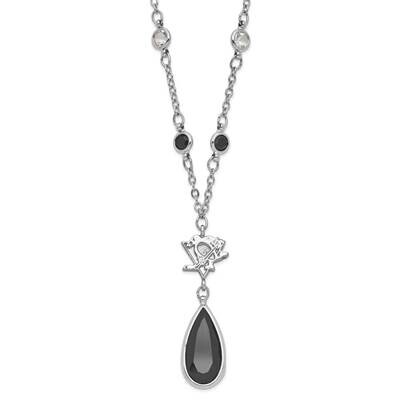 NHL Pittsburgh Penguins Silver-tone Crystal Drop with 3 ext Necklace PEN065N-CR