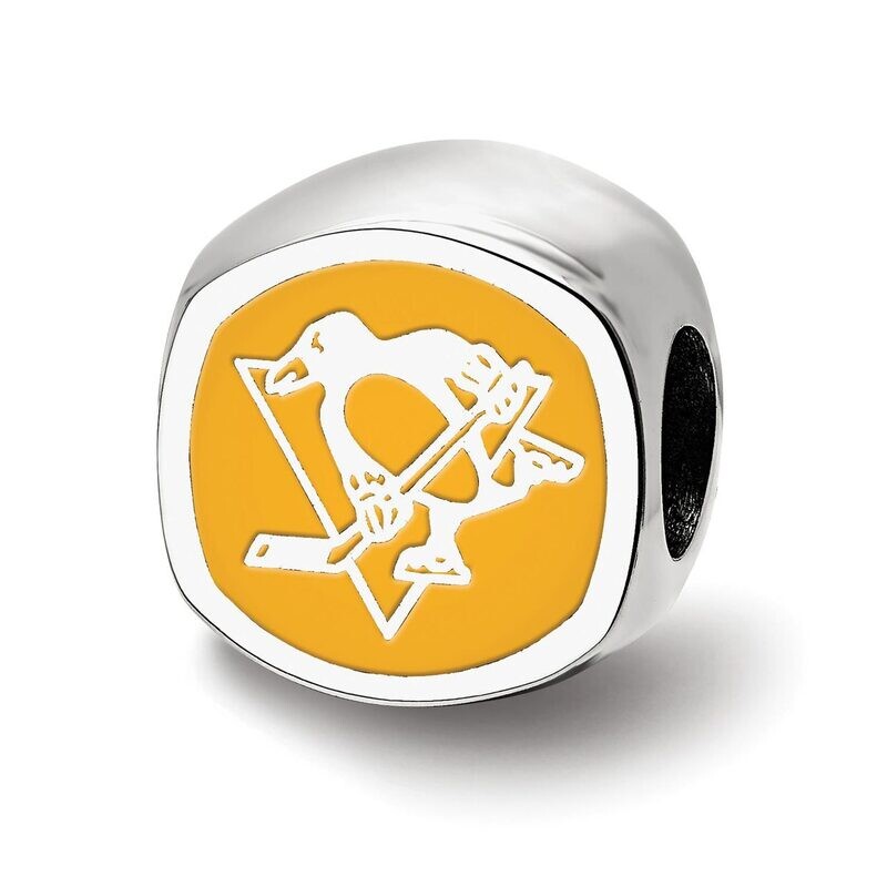 Pittsburh Penguins Skating Penguin Cushion Shaped Double Logo Bead Sterling Silver SS501PEN, MPN: S…