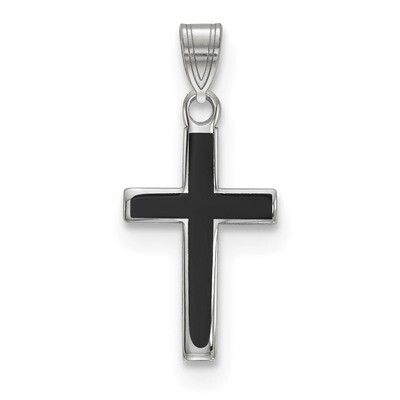 Black Enameled Cross Charm Sterling Silver QXR272, MPN: QXR272, 886774036854