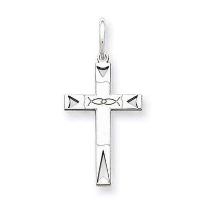 Cross Charm Laser Designed Sterling Silver QXR152, MPN: QXR152, 883957531090