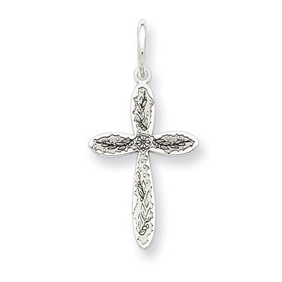 Cross Charm Laser Designed Sterling Silver QXR182, MPN: QXR182, 883957368948