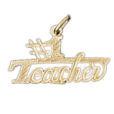 Dazzlers Jewelry #1 Teacher Pendant Necklace Charm Bracelet in Yellow, White or Rose Gold 10708, MP…