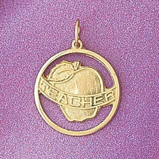 Dazzlers Jewelry My Teacher Pendant Necklace Charm Bracelet in Yellow, White or Rose Gold 6289, MPN…