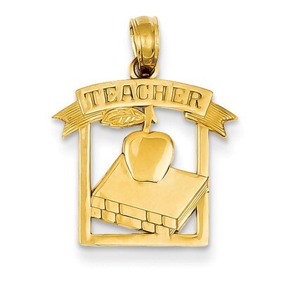Flat-Backed Teacher Frame Pendant 14k Gold Polished D1246, MPN: D1246, 637218033317