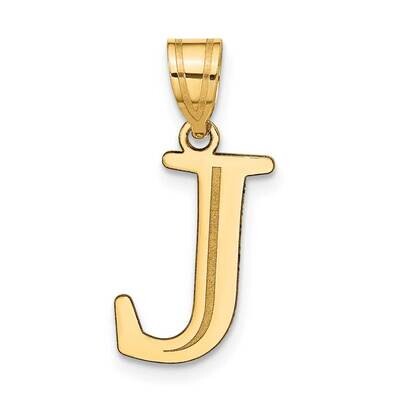 Letter J Initial Pendant 14k Gold Polished Etched YC1437J, MPN: YC1437J, 196904089255