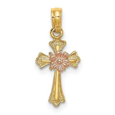 Cross with Flower Charm 14k Two-tone Gold K9098, MPN: K9098, 637218041411