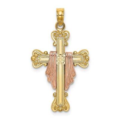 Cross with Drape Charm 14k Two-tone Gold K9195, MPN: K9195, 637218081004