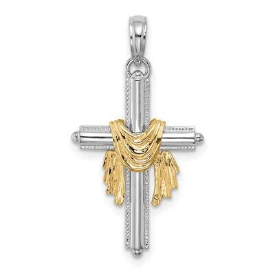 Cross with Drape Charm 14k Two-tone Gold K9205, MPN: K9205, 637218178698