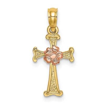 Cross with Flower Charm 14k Two-tone Gold K9092, MPN: K9092, 637218041251