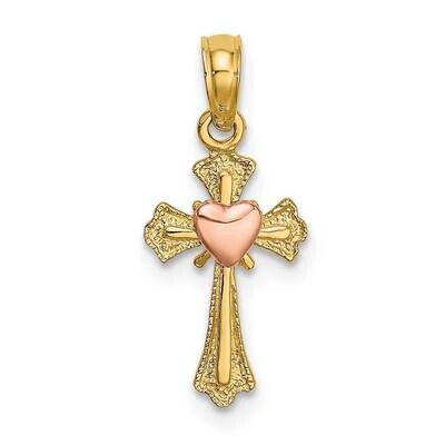 Cross with Heart Charm 14k Two-tone Gold K9088, MPN: K9088, 637218041244