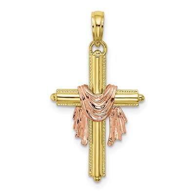 Cross with Drape Charm 10k Two-Tone Gold  10K8995, MPN: 10K8995, 63721815094