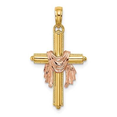 Cross with Drape Charm 14k Two-tone Gold K8995, MPN: K8995, 63721802162