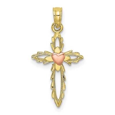 Cross with Heart Charm 10k Two-Tone Gold  10K9086, MPN: 10K9086, 63721815322