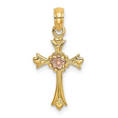 Cross with Flower Charm 14k Two-tone Gold K9094, MPN: K9094, 637218038268