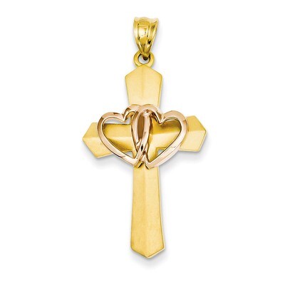 Double Heart Cross Charm 14k Two-Tone Gold D821, MPN: D821, 886774094212